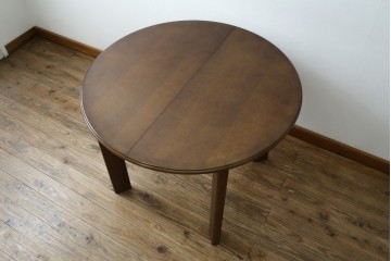中古　希少な廃番品　maruni(マルニ木工)　オールドマルニ　角の取れたフォルムが魅力のエクステンションラウンドテーブル　(R-086409)