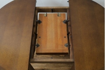 中古　希少な廃番品　maruni(マルニ木工)　オールドマルニ　角の取れたフォルムが魅力のエクステンションラウンドテーブル　(R-086409)