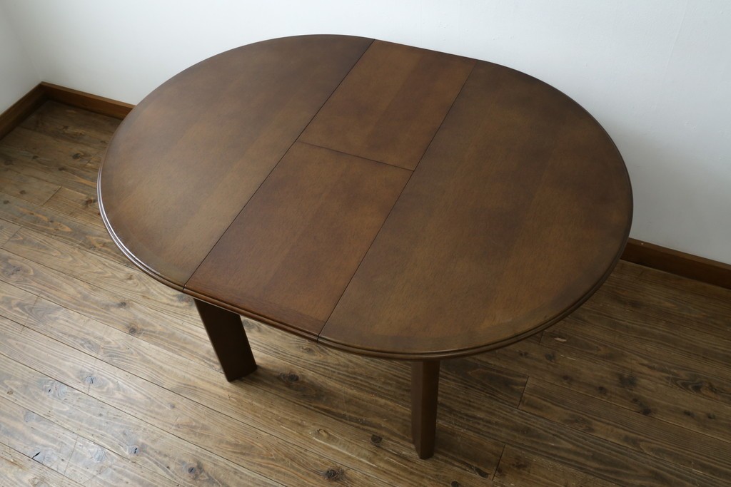 中古　希少な廃番品　maruni(マルニ木工)　オールドマルニ　角の取れたフォルムが魅力のエクステンションラウンドテーブル　(R-086409)