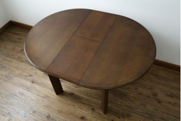 中古　希少な廃番品　maruni(マルニ木工)　オールドマルニ　角の取れたフォルムが魅力のエクステンションラウンドテーブル　(R-086409)