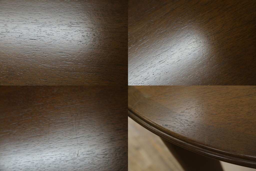 中古　希少な廃番品　maruni(マルニ木工)　オールドマルニ　角の取れたフォルムが魅力のエクステンションラウンドテーブル　(R-086409)