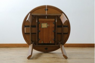 中古　希少な廃番品　maruni(マルニ木工)　オールドマルニ　角の取れたフォルムが魅力のエクステンションラウンドテーブル　(R-086409)