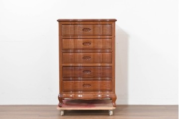 和製ヴィンテージ　花梨(カリン)材　艶やかな表面仕上げの猫脚チェスト　(R-086410)