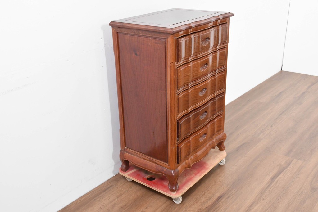和製ヴィンテージ　花梨(カリン)材　艶やかな表面仕上げの猫脚チェスト　(R-086410)