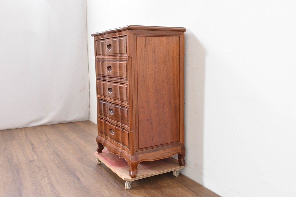 和製ヴィンテージ　花梨(カリン)材　艶やかな表面仕上げの猫脚チェスト　(R-086410)