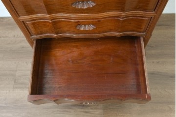 和製ヴィンテージ　花梨(カリン)材　艶やかな表面仕上げの猫脚チェスト　(R-086410)