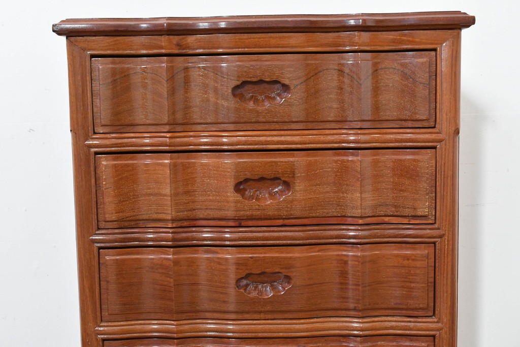 和製ヴィンテージ　花梨(カリン)材　艶やかな表面仕上げの猫脚チェスト　(R-086410)