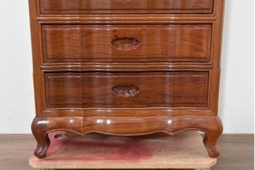 和製ヴィンテージ　花梨(カリン)材　艶やかな表面仕上げの猫脚チェスト　(R-086410)