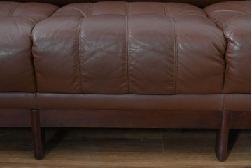 和製ヴィンテージ　maruni(マルニ木工)　オールドマルニ　ボタン留めキルティングが上品な本革ソファ　(R-086411)