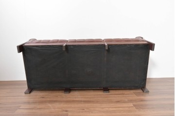 和製ヴィンテージ　maruni(マルニ木工)　オールドマルニ　ボタン留めキルティングが上品な本革ソファ　(R-086411)