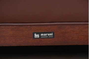 和製ヴィンテージ　maruni(マルニ木工)　オールドマルニ　ボタン留めキルティングが上品な本革ソファ　(R-086411)