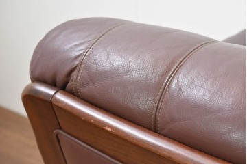 和製ヴィンテージ　maruni(マルニ木工)　オールドマルニ　ボタン留めキルティングが上品な本革ソファ　(R-086411)