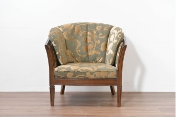 中古　maruni(マルニ木工)　地中海ロイヤルシリーズ(ROYAL)　シャルル　上品なジャガード織りのラウンジチェア　定価約30万円　(R-086412)