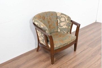 中古　maruni(マルニ木工)　地中海ロイヤルシリーズ(ROYAL)　シャルル　上品なジャガード織りのラウンジチェア　定価約30万円　(R-086412)