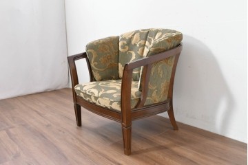 中古　maruni(マルニ木工)　地中海ロイヤルシリーズ(ROYAL)　シャルル　上品なジャガード織りのラウンジチェア　定価約30万円　(R-086412)