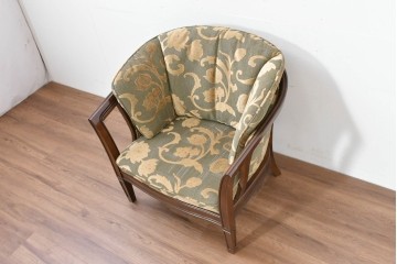 中古　maruni(マルニ木工)　地中海ロイヤルシリーズ(ROYAL)　シャルル　上品なジャガード織りのラウンジチェア　定価約30万円　(R-086412)