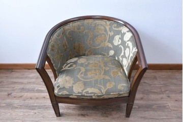 中古　maruni(マルニ木工)　地中海ロイヤルシリーズ(ROYAL)　シャルル　上品なジャガード織りのラウンジチェア　定価約30万円　(R-086412)