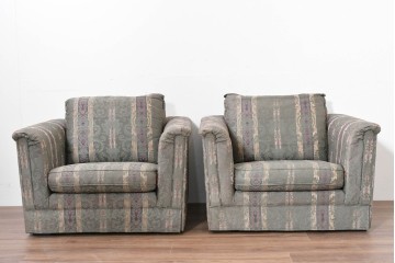 中古　maruni(マルニ木工)　地中海ロイヤルシリーズ(ROYAL)　ロベール　クラシカルなジャガード織りの1人掛けアームソファ2脚セット　現行定価(2脚合計)約62万円　(R-086413)