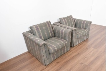 中古　maruni(マルニ木工)　地中海ロイヤルシリーズ(ROYAL)　ロベール　クラシカルなジャガード織りの1人掛けアームソファ2脚セット　現行定価(2脚合計)約62万円　(R-086413)