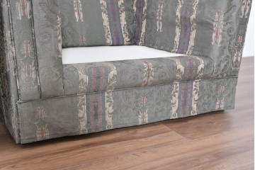 中古　maruni(マルニ木工)　地中海ロイヤルシリーズ(ROYAL)　ロベール　クラシカルなジャガード織りの1人掛けアームソファ2脚セット　現行定価(2脚合計)約62万円　(R-086413)