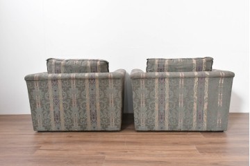 中古　maruni(マルニ木工)　地中海ロイヤルシリーズ(ROYAL)　ロベール　クラシカルなジャガード織りの1人掛けアームソファ2脚セット　現行定価(2脚合計)約62万円　(R-086413)