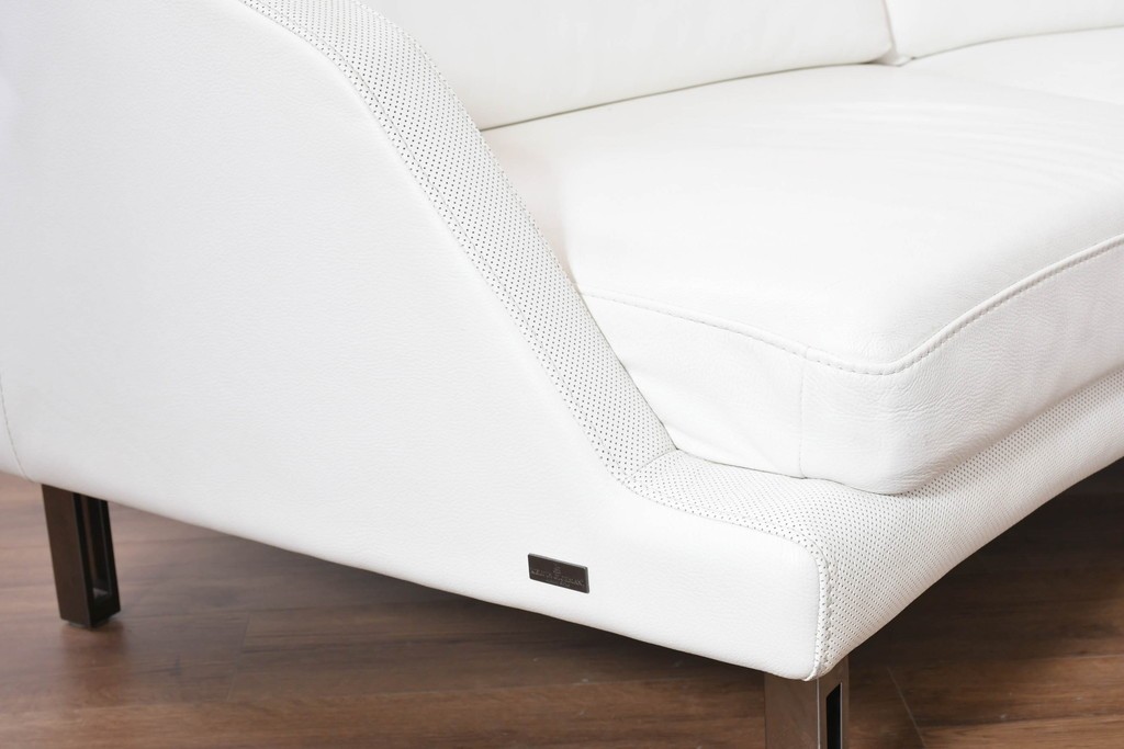 中古　KELVIN GIORMANI(ケルビン・ジョルマーニ)　本革　流れるような曲線が美しいカーブソファ　定価約38万円　(R-086415)