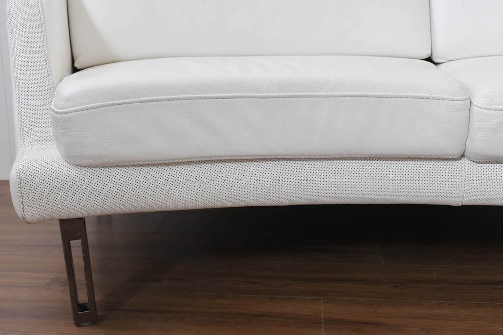 中古　KELVIN GIORMANI(ケルビン・ジョルマーニ)　本革　流れるような曲線が美しいカーブソファ　定価約38万円　(R-086415)