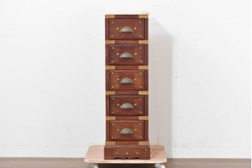 和製ヴィンテージ　希少な廃番品　吉川商事(D&A YOSHIKAWA)　天板大理石　可愛らしい象嵌入りのサイドチェスト　(R-086416)