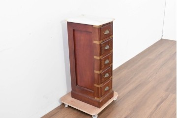 和製ヴィンテージ　希少な廃番品　吉川商事(D&A YOSHIKAWA)　天板大理石　可愛らしい象嵌入りのサイドチェスト　(R-086416)