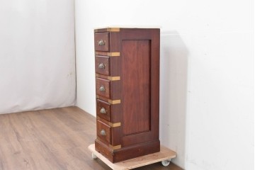 和製ヴィンテージ　希少な廃番品　吉川商事(D&A YOSHIKAWA)　天板大理石　可愛らしい象嵌入りのサイドチェスト　(R-086416)