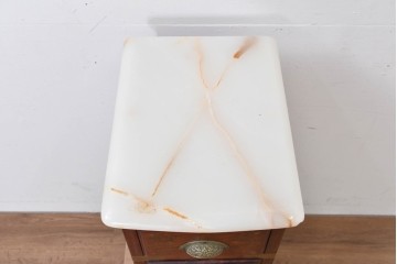 和製ヴィンテージ　希少な廃番品　吉川商事(D&A YOSHIKAWA)　天板大理石　可愛らしい象嵌入りのサイドチェスト　(R-086416)