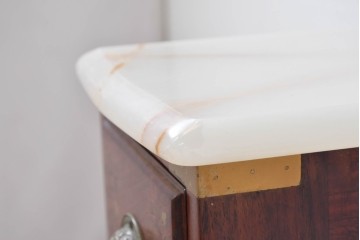 和製ヴィンテージ　希少な廃番品　吉川商事(D&A YOSHIKAWA)　天板大理石　可愛らしい象嵌入りのサイドチェスト　(R-086416)