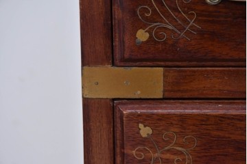 和製ヴィンテージ　希少な廃番品　吉川商事(D&A YOSHIKAWA)　天板大理石　可愛らしい象嵌入りのサイドチェスト　(R-086416)