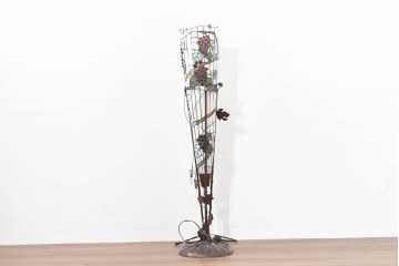 中古　立体的な葡萄モチーフが目を引くステンドグラスのフロアスタンド　(R-086418)