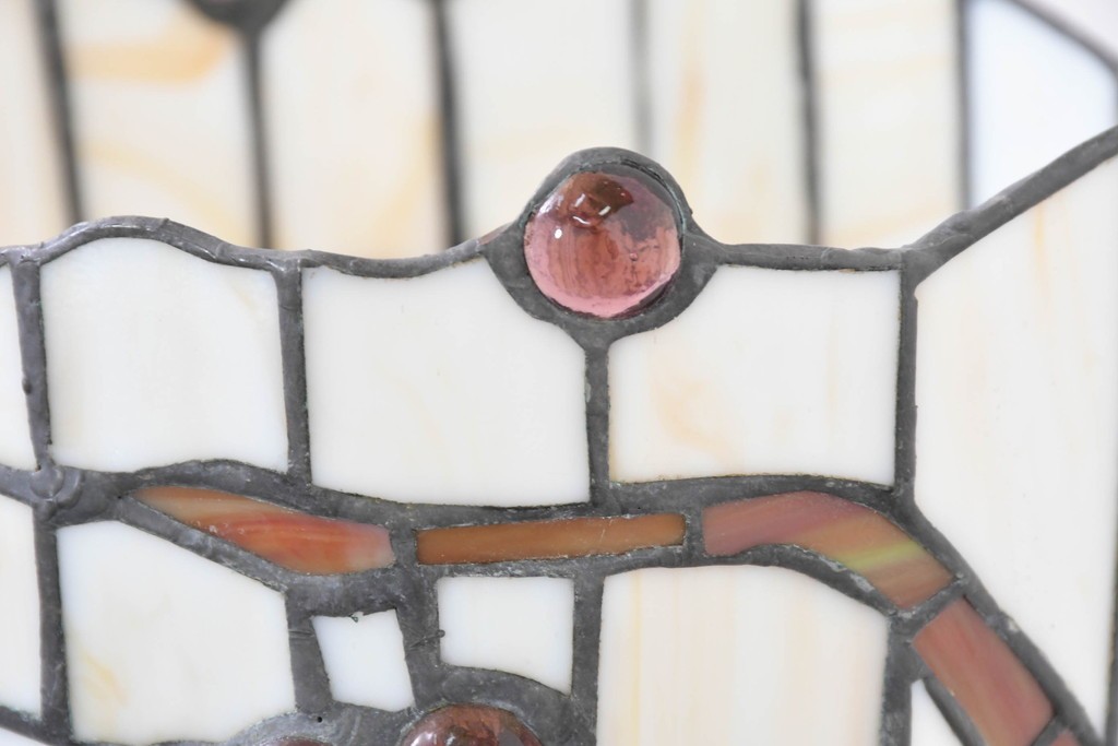 中古　立体的な葡萄モチーフが目を引くステンドグラスのフロアスタンド　(R-086418)