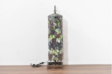中古　葡萄モチーフのステンドグラスが美しいハンギングフロアスタンド　定価約18万円　(R-086420)