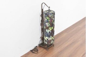 中古　葡萄モチーフのステンドグラスが美しいハンギングフロアスタンド　定価約18万円　(R-086420)