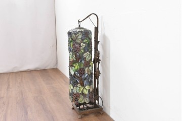 中古　葡萄モチーフのステンドグラスが美しいハンギングフロアスタンド　定価約18万円　(R-086420)