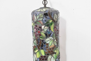 中古　葡萄モチーフのステンドグラスが美しいハンギングフロアスタンド　定価約18万円　(R-086420)
