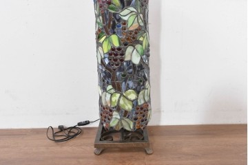 中古　葡萄モチーフのステンドグラスが美しいハンギングフロアスタンド　定価約18万円　(R-086420)