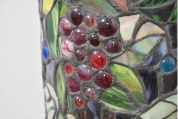 中古　葡萄モチーフのステンドグラスが美しいハンギングフロアスタンド　定価約18万円　(R-086420)