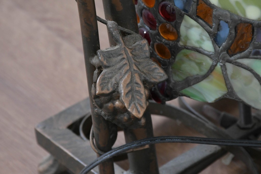 中古　葡萄モチーフのステンドグラスが美しいハンギングフロアスタンド　定価約18万円　(R-086420)