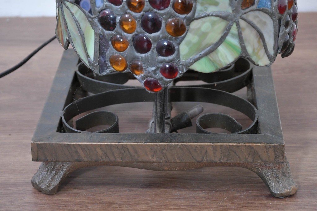 中古　葡萄モチーフのステンドグラスが美しいハンギングフロアスタンド　定価約18万円　(R-086420)