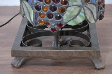 中古　葡萄モチーフのステンドグラスが美しいハンギングフロアスタンド　定価約18万円　(R-086420)