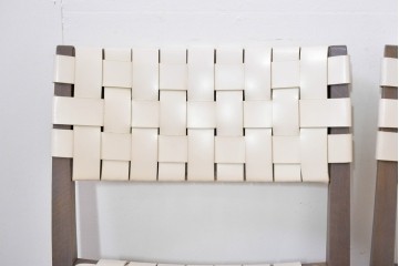 中古　arflex(アルフレックス)　TINA 10(ティナ)　白革テープを編み込んだアームレスチェア4脚セット　定価(4脚合計)約85万3千円　(R-086424)