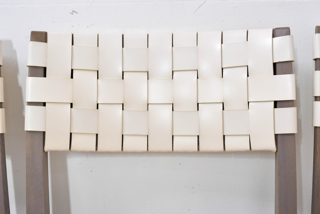 中古　arflex(アルフレックス)　TINA 10(ティナ)　白革テープを編み込んだアームレスチェア4脚セット　定価(4脚合計)約85万3千円　(R-086424)