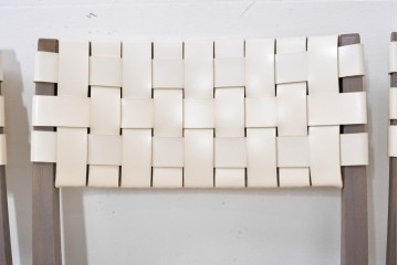 中古　arflex(アルフレックス)　TINA 10(ティナ)　白革テープを編み込んだアームレスチェア4脚セット　定価(4脚合計)約85万3千円　(R-086424)