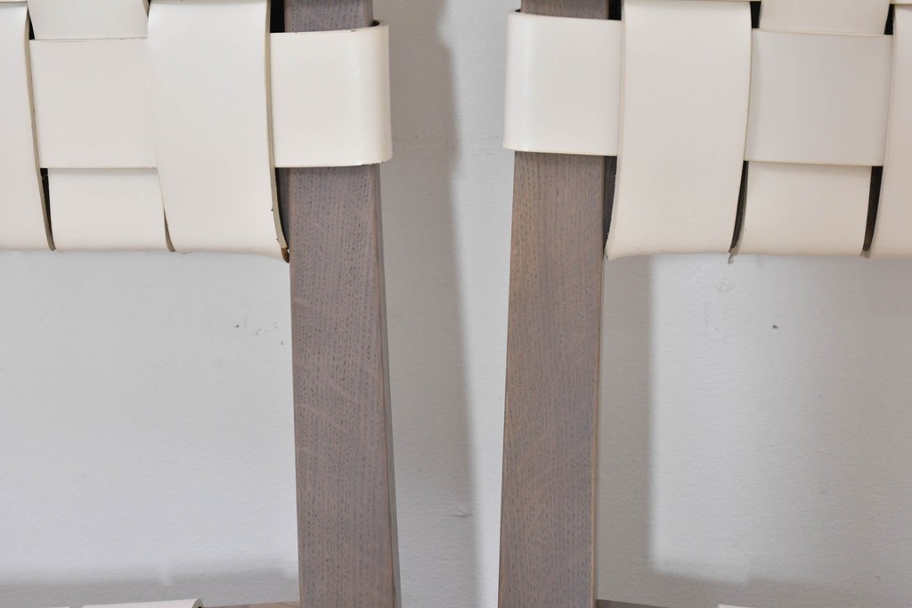 中古　arflex(アルフレックス)　TINA 10(ティナ)　白革テープを編み込んだアームレスチェア4脚セット　定価(4脚合計)約85万3千円　(R-086424)