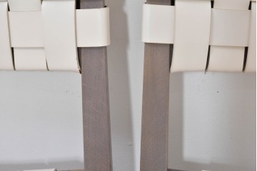 中古　arflex(アルフレックス)　TINA 10(ティナ)　白革テープを編み込んだアームレスチェア4脚セット　定価(4脚合計)約85万3千円　(R-086424)