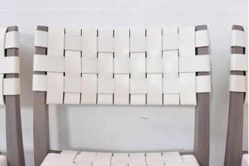 中古　arflex(アルフレックス)　TINA 10(ティナ)　白革テープを編み込んだアームレスチェア4脚セット　定価(4脚合計)約85万3千円　(R-086424)